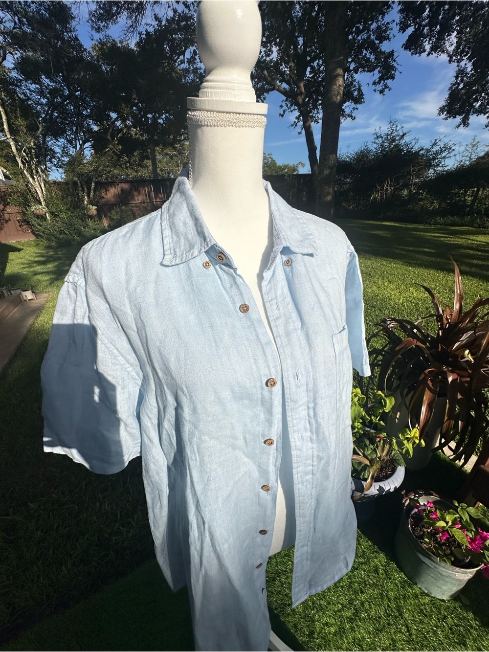 Tailor Vintage Light Blue Short Sleeve Button-Down Shirt